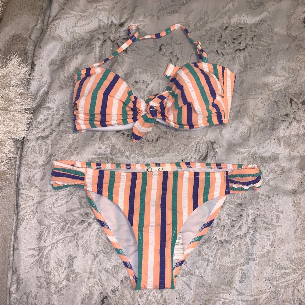 Jessica Simpson striped bikini multi color
